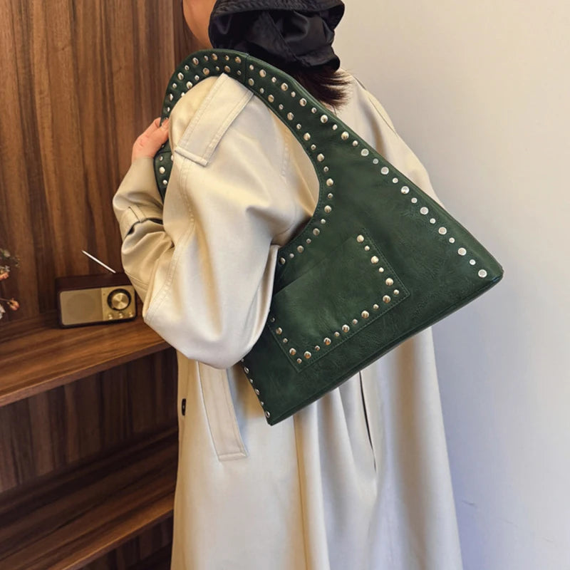 Chic Vintage Rivet Skuldertaske